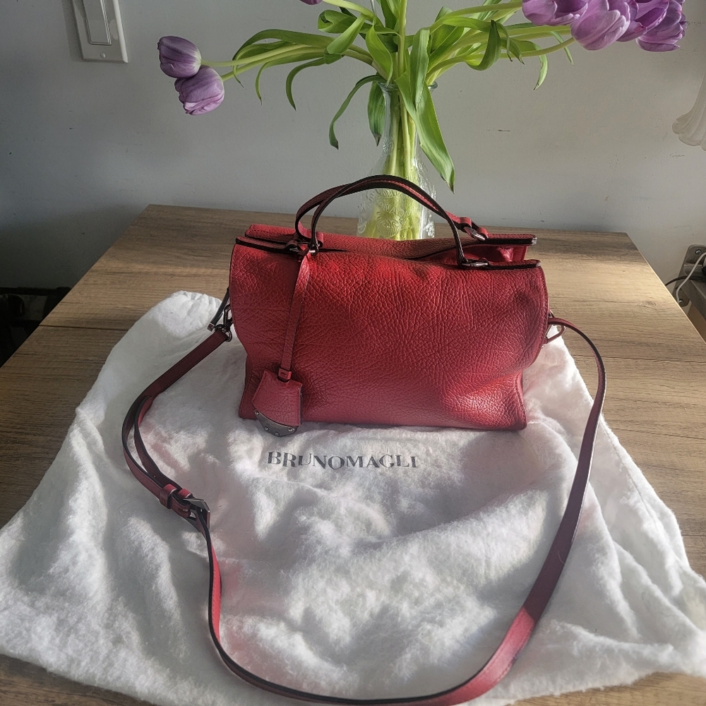 Brunomagli Small Leather Red Purse/ Bag